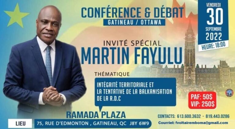 INFORMEZ-VOUS : MARTIN  FAYULU  MADIDI AU CANADA – HEURE DATE ET LIEU